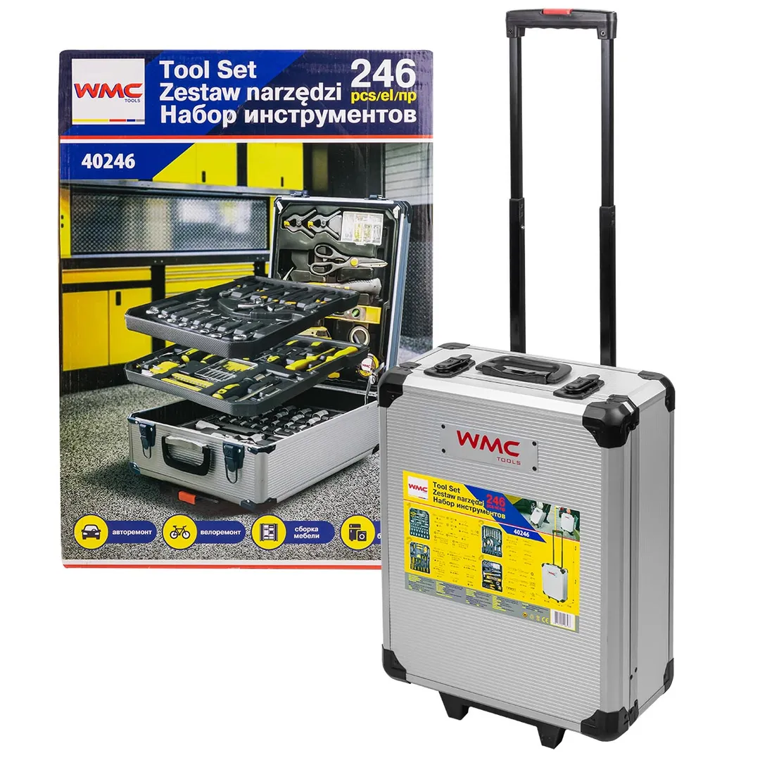 Набор инструментов 246пр. 1/4»,1/2»(6гр.)(4-21мм), в алюминиевом кейсе