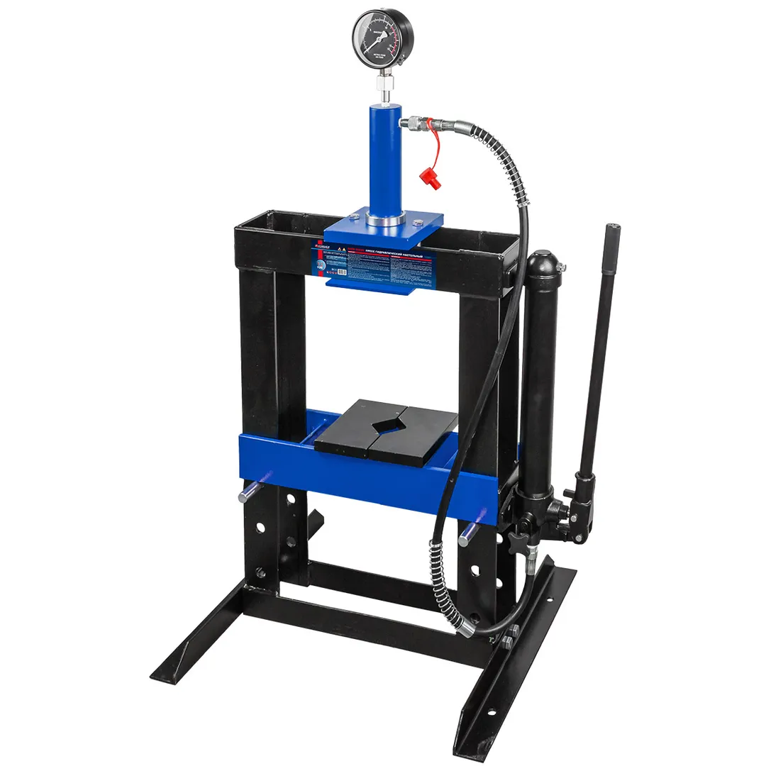 Пресс настольный гидравлический с манометром 12т (раб. высота: 205-375мм, раб. ширина: 490мм, ход штока: 154мм)