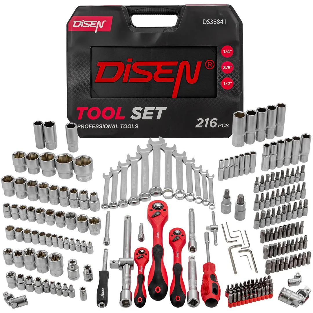 Набор инструментов 216 пр.1/4»,3/8»,1/2»(6гр.)(4-32мм)