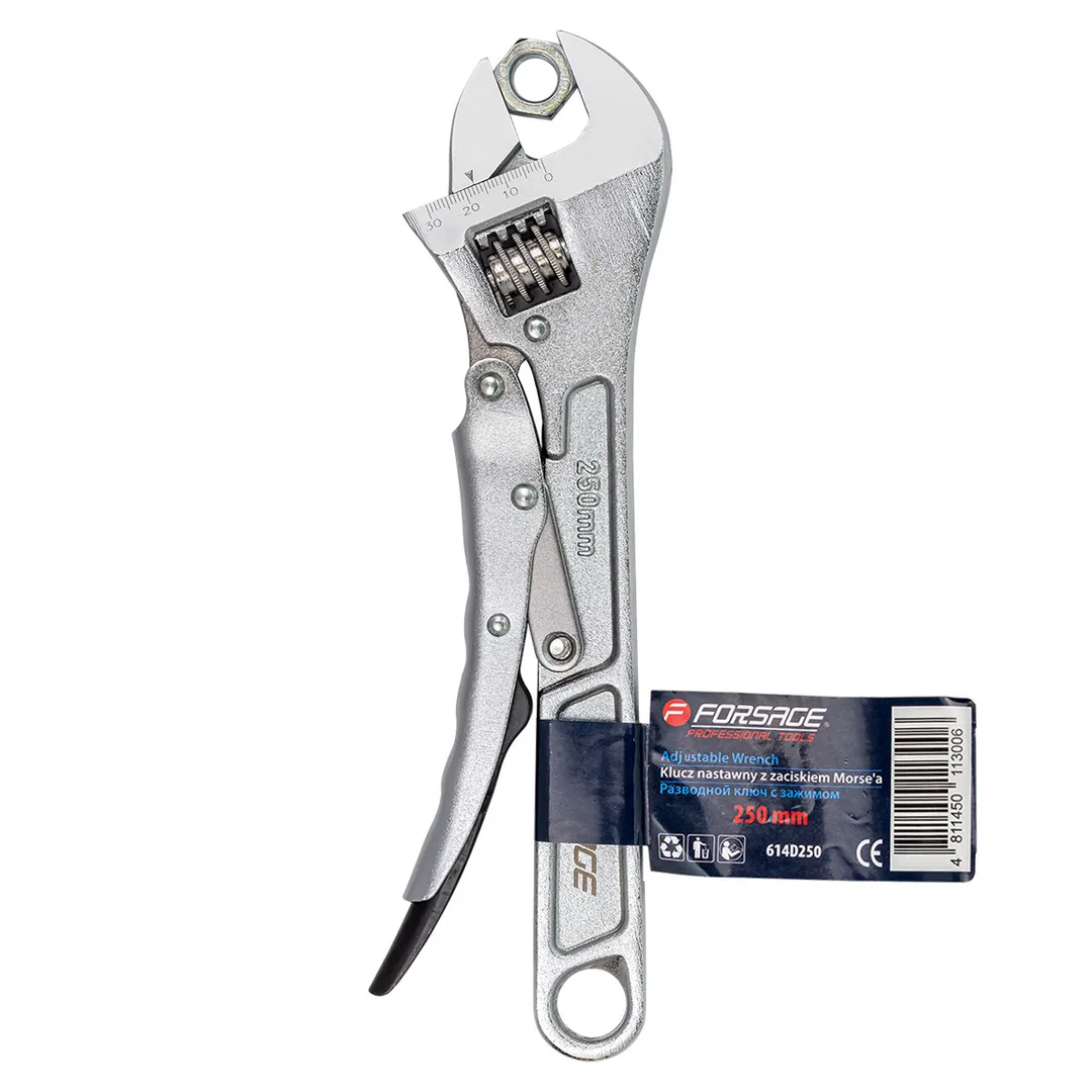 Ключ разводной с фиксацией 10»-250мм (захват 0-30мм)