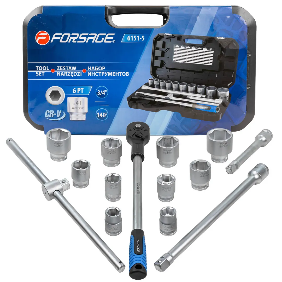 Набор инструментов 14пр.3/4»(6гр.)(22,24,27,30,32,36,38,41,46,50мм)