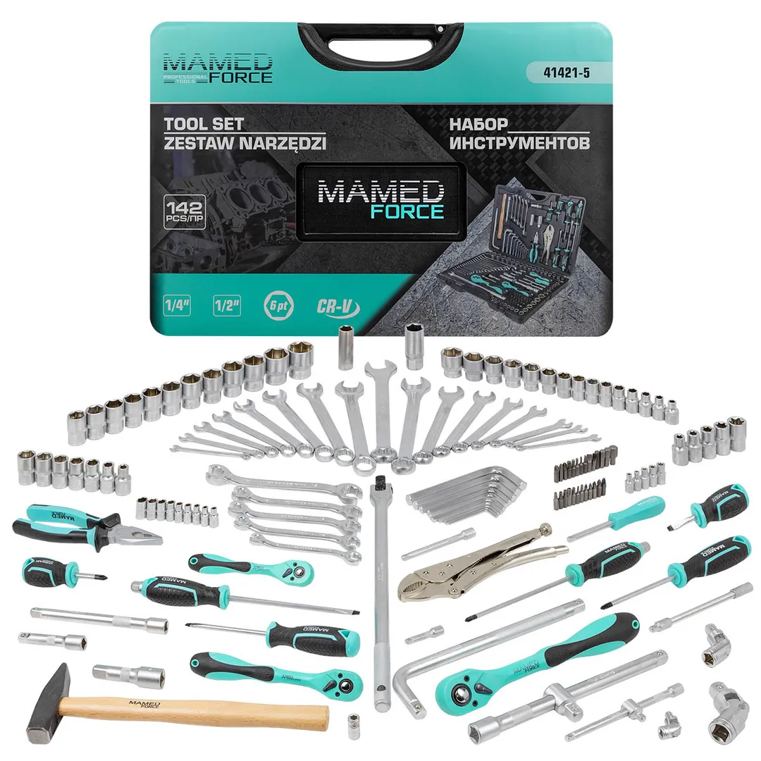 Набор инструментов 142 пр.1/4»3/8»1/2»(6-гр.)(4-32мм)