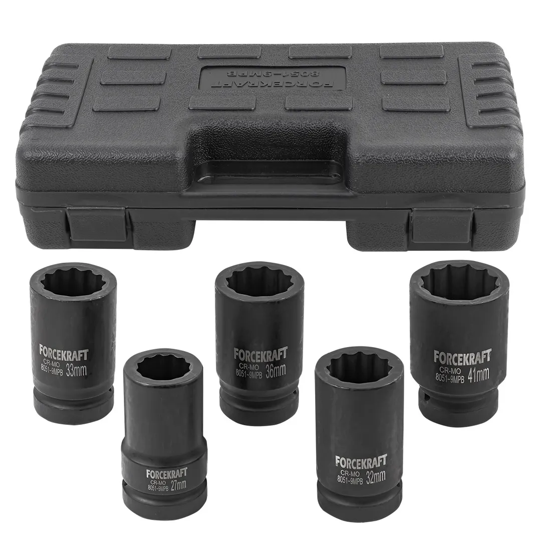 Головки ударные глубокие, набор 5пр., 1»(12гр.)