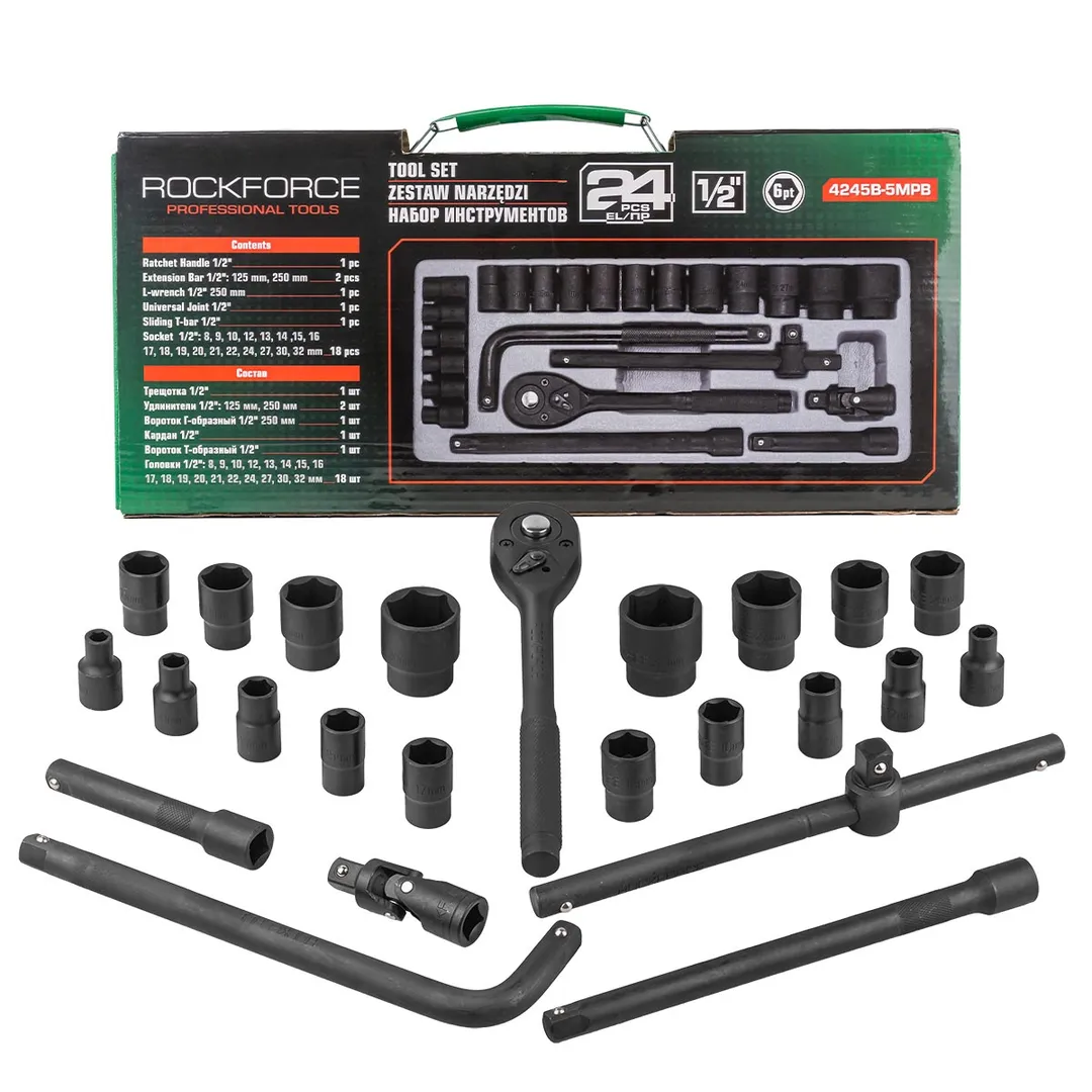 Набор инструментов 24пр. 1/2»(6гр.)(8-32мм)