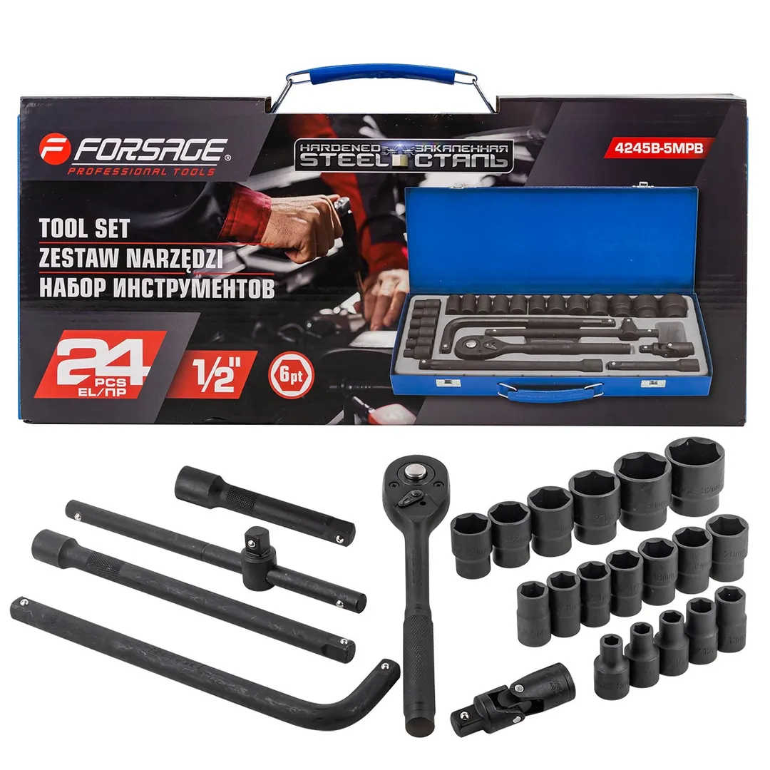 Набор инструментов 24пр. 1/2»(6гр.)(8-32мм)