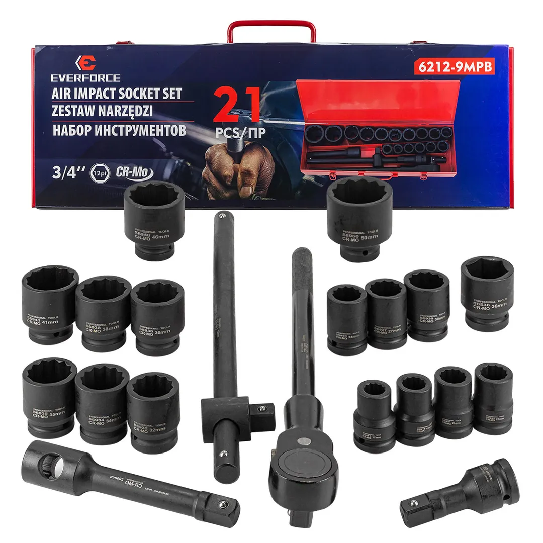 Набор инструментов ударных 21пр. 3/4»(12гр.)