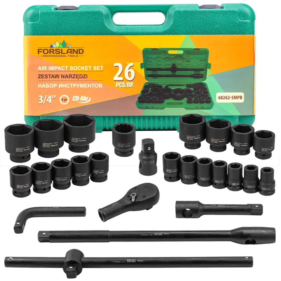 Набор инструментов ударных 26пр. 3/4»(6гр.)