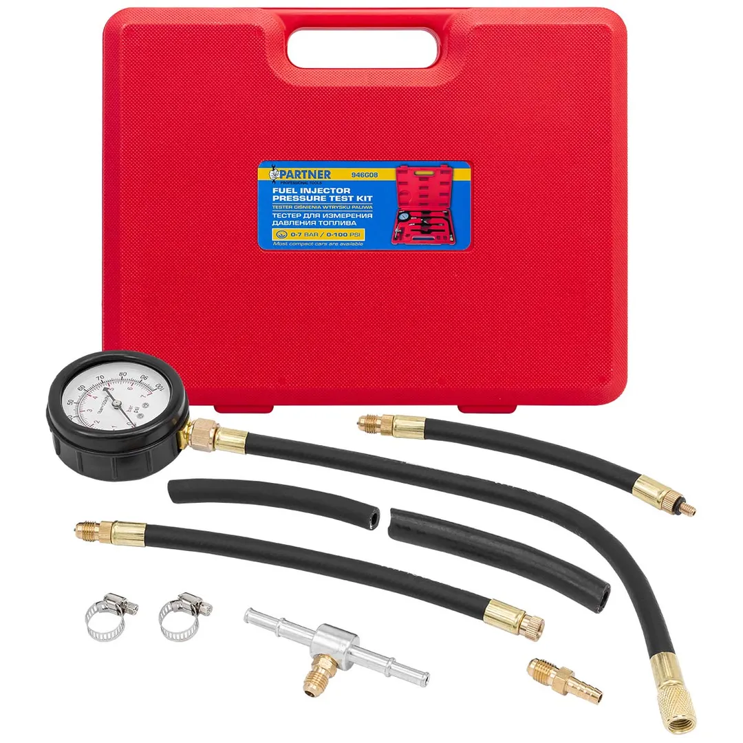 Манометр для измерения давления топлива в комплекте с переходниками 9пр.