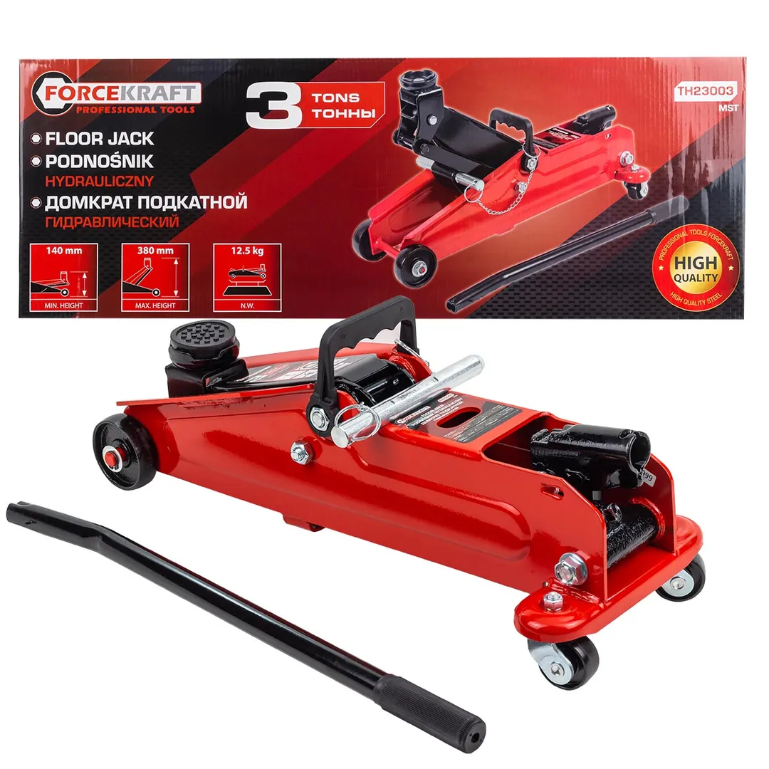 Домкрат подкатной гидравлический 3т (h min 140мм, h max 380мм)