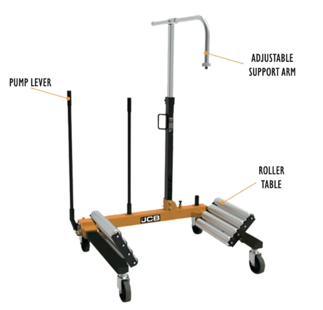 Тележка гидравлическая для снятия и перевозки колес грузовых а/м (max нагрузка 1.5т, max высота 750мм, Øколеса 800-1400мм)