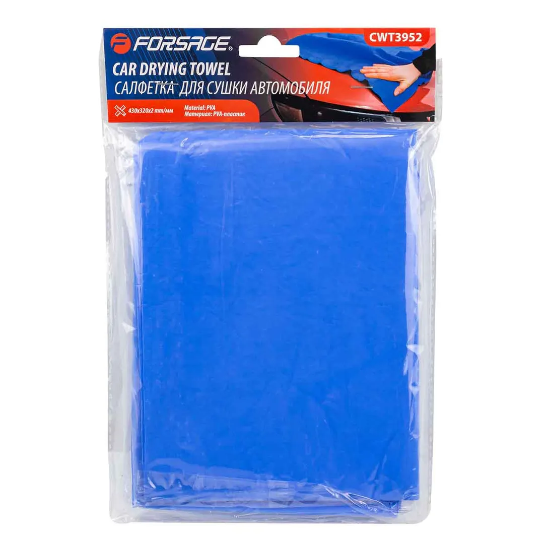 Салфетка для мытья автомобиля синяя (430х320х2мм, PVA-пластик, к-т 2шт)