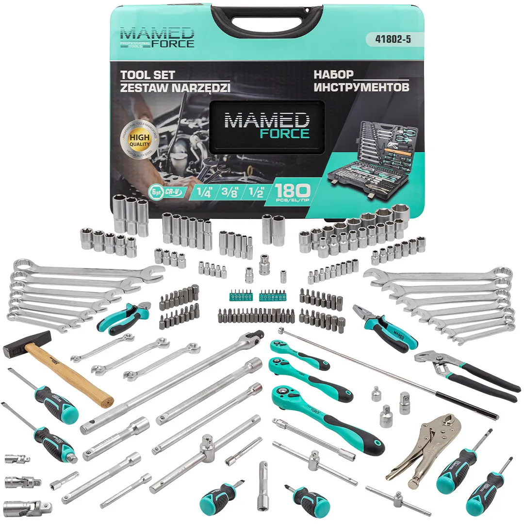 Набор инструментов 180пр. 1/4», 3/8», 1/2»(6гр.)