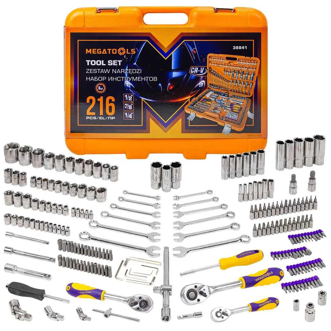 Набор инструментов 216пр. 1/4»3/8»1/2»(6гр.)(4-32мм) в пласт. кейсе