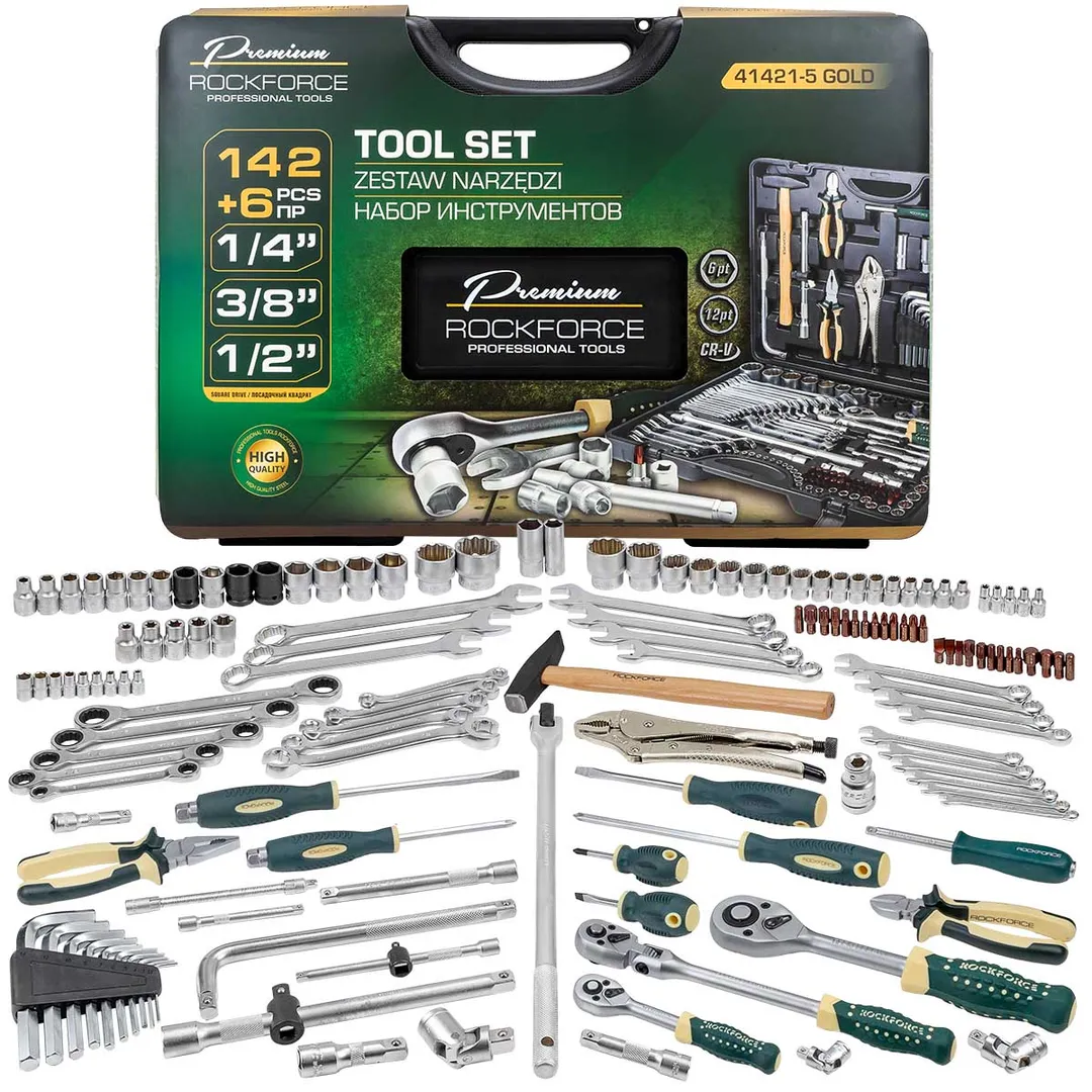 Набор инструментов 142+6 пр.1/4»3/8»1/2»(6-гр.)(4-32мм)