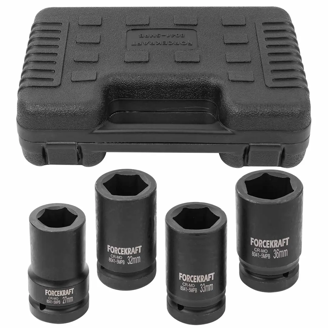 Набор головок ударных глубоких 4пр.,1»(6-гр)(27,32,33,36мм),в кейсе