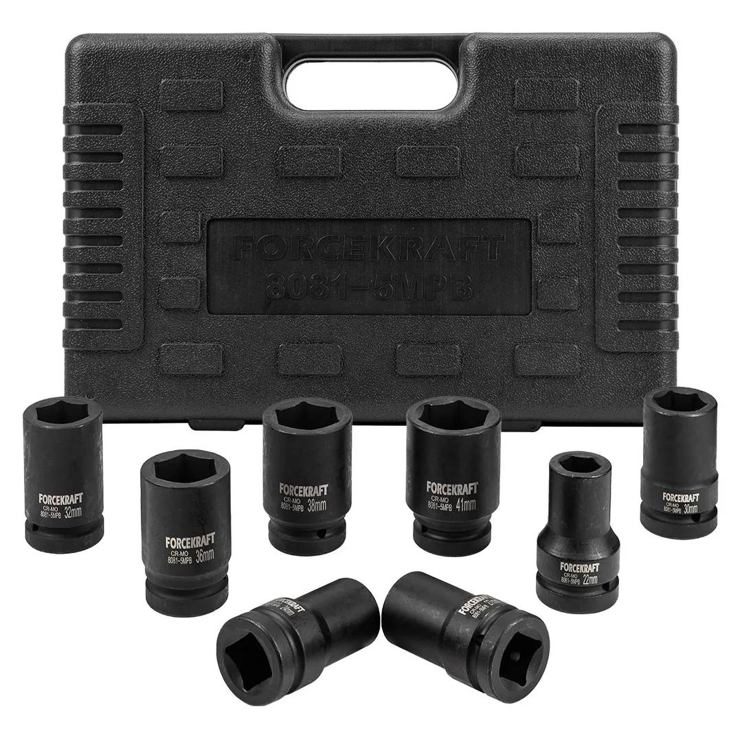 Набор головок ударных глубоких 8пр. 1»(6-гран) (22,24,27,30,32,36,38,41) в кейсе