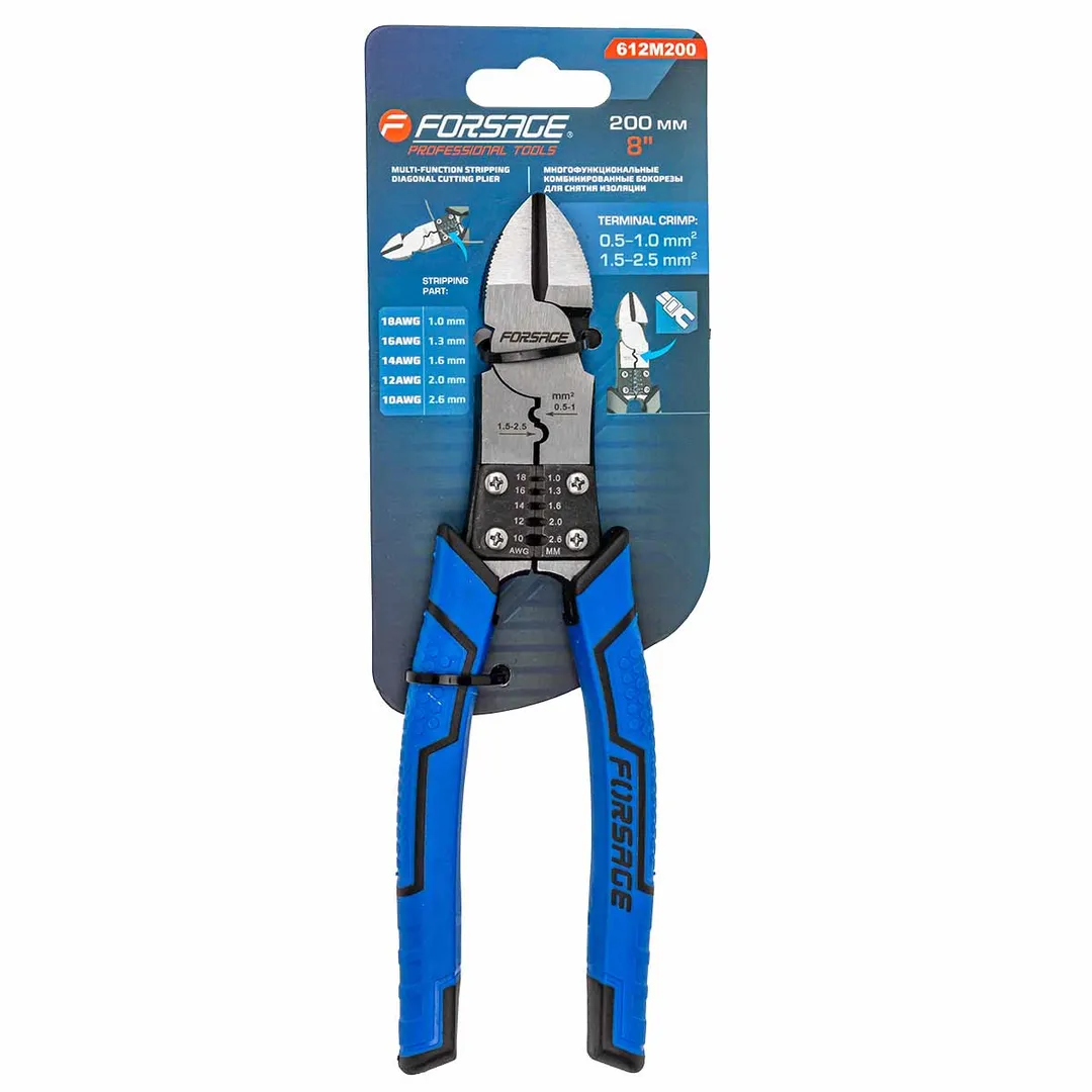 Бокорезы+обжимка/съемник изоляции 200мм, на блистере