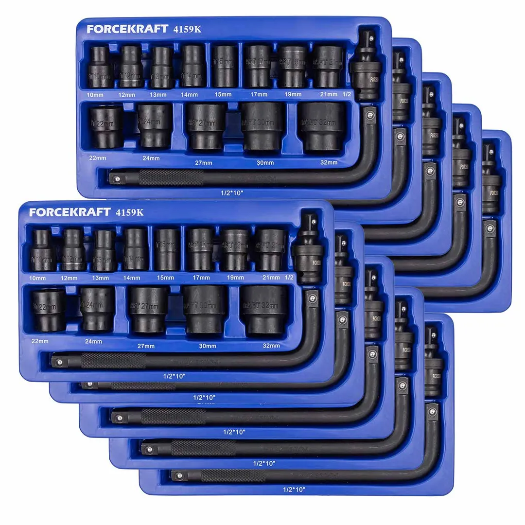 ( 10 K-T ) Набор головок ударных 15пр. 1/2»(6-гр.) (10,12, 13, 14, 15, 17, 19, 21, 22, 24, 27, 30, 32мм) в ложементе»