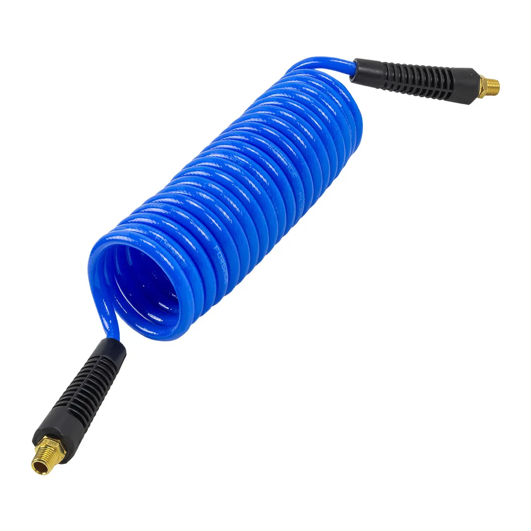 Шланг витой полиуретановый 6.5мм х 10мм х 5м с резьбовыми наконечниками 1/4»(max давление 15бар, раб. t от -20 до +60°С)