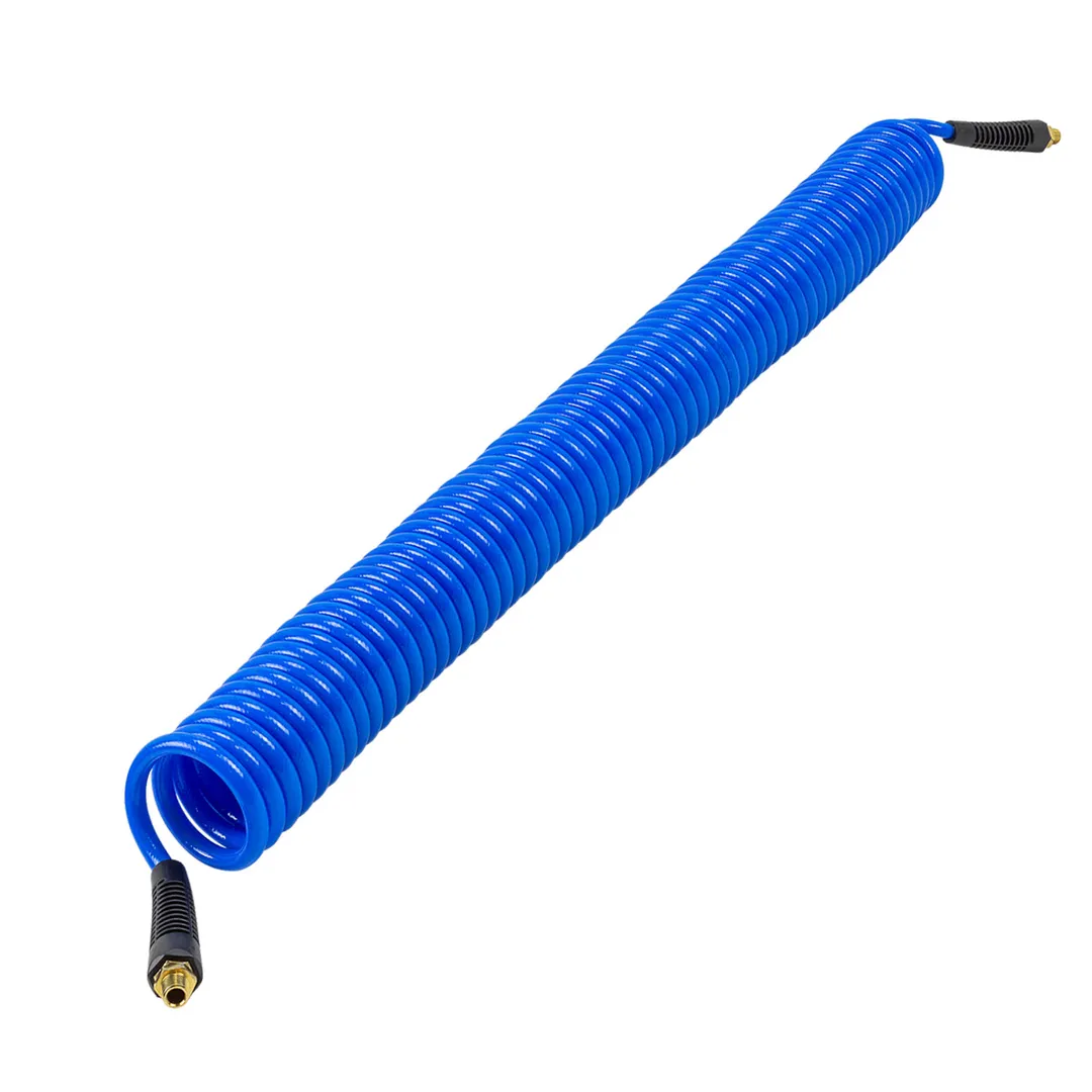 Шланг витой полиуретановый 8мм х 12мм х 15м с резьбовыми наконечниками 1/4»(max давление 15бар, раб. t от -20 до +60°С)