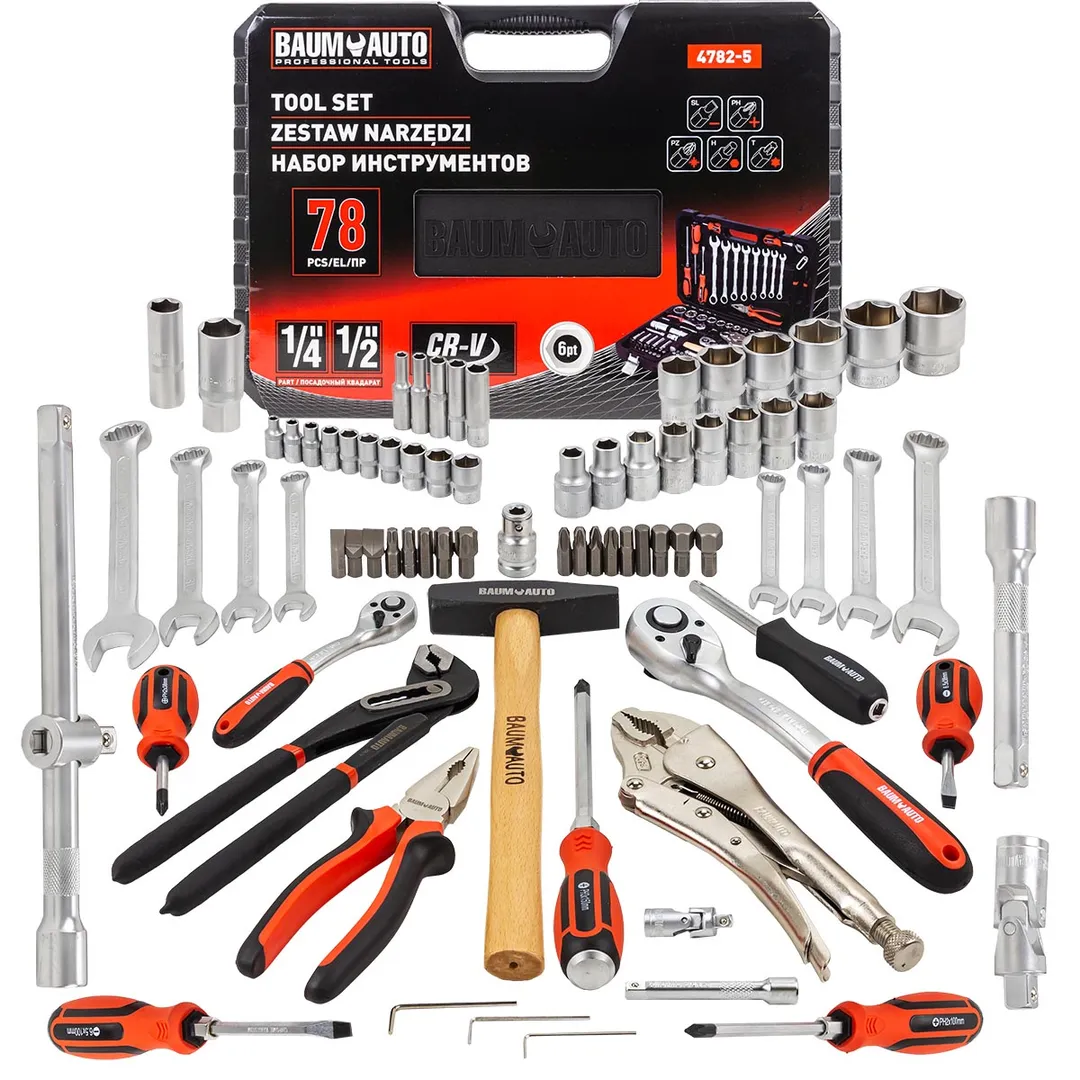 Набор инструментов 78пр. 1/4», 1/2»(6гр.)