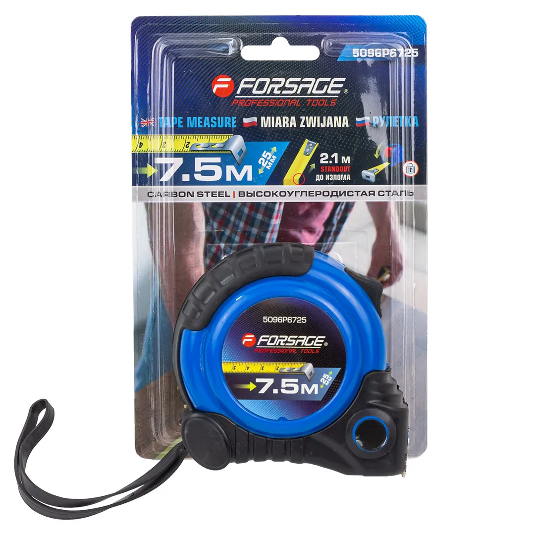 Рулетка измерительная 7.5мх25мм (ударопрочный корпус, длина до излома ленты 2.1м)