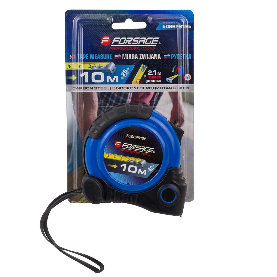 Рулетка измерительная 10мх25мм (ударопрочный корпус, длина до излома ленты 2.1м)