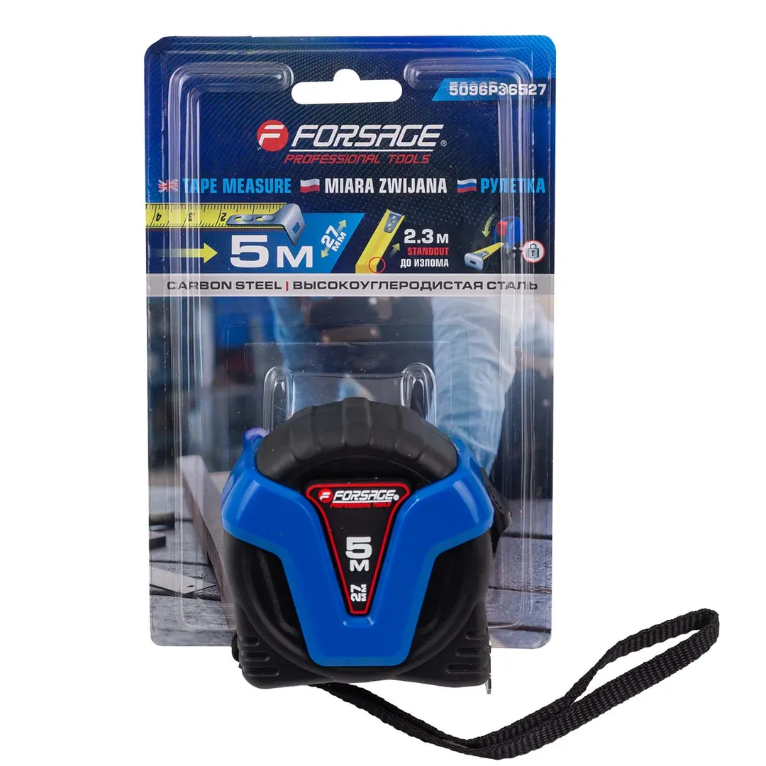 Рулетка измерительная 5мх27мм (ударопрочный корпус, длина до излома ленты 2.3м)