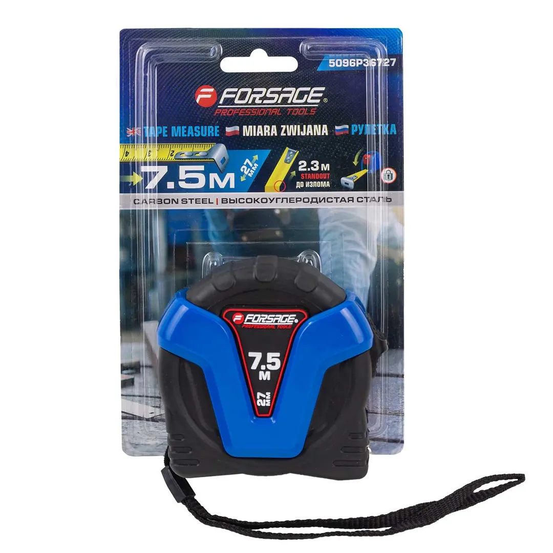 Рулетка измерительная 7.5мх27мм (ударопрочный корпус, длина до излома ленты 2.3м)