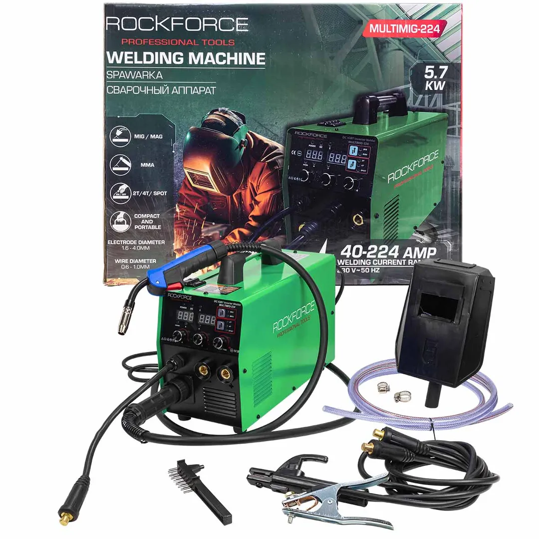 Сварочный аппарат (5.7кВт, 230В, диаметр электрода — 1.6-4мм, диаметр проволоки — 0.6-1мм, сварочный ток — 40-224А)