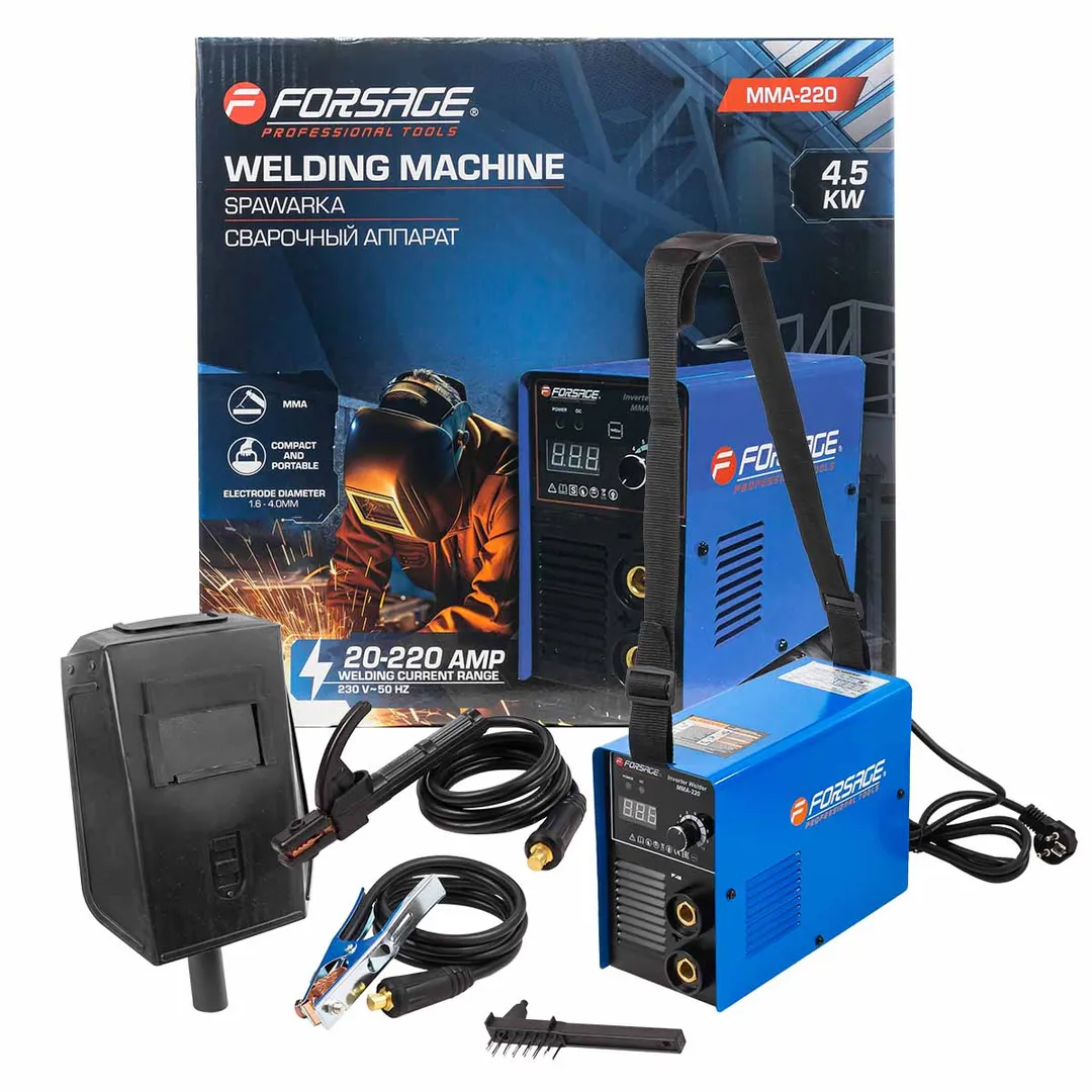Сварочный аппарат (4.5кВт, 230В, диаметр электрода — 1.6-4мм, сварочный ток — 20-220А)