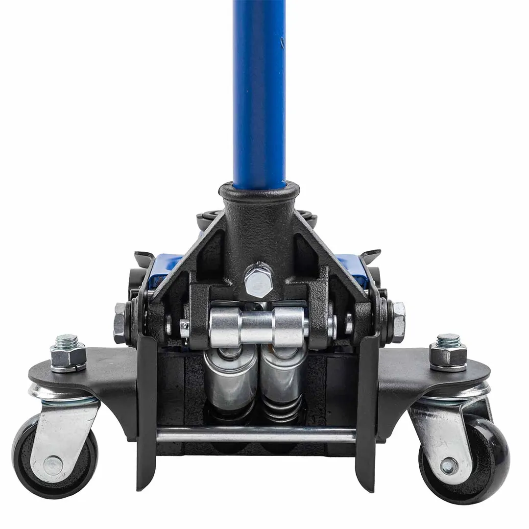 Домкрат подкатной гидравлический низкопрофильный двухпоршневой с резиновой накладкой 3т (h min 135мм, h max 465мм)