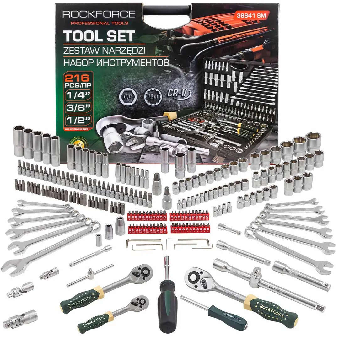 Набор инструментов 216пр. 1/4»3/8»1/2»(6гр, 12гр)(4-32мм)