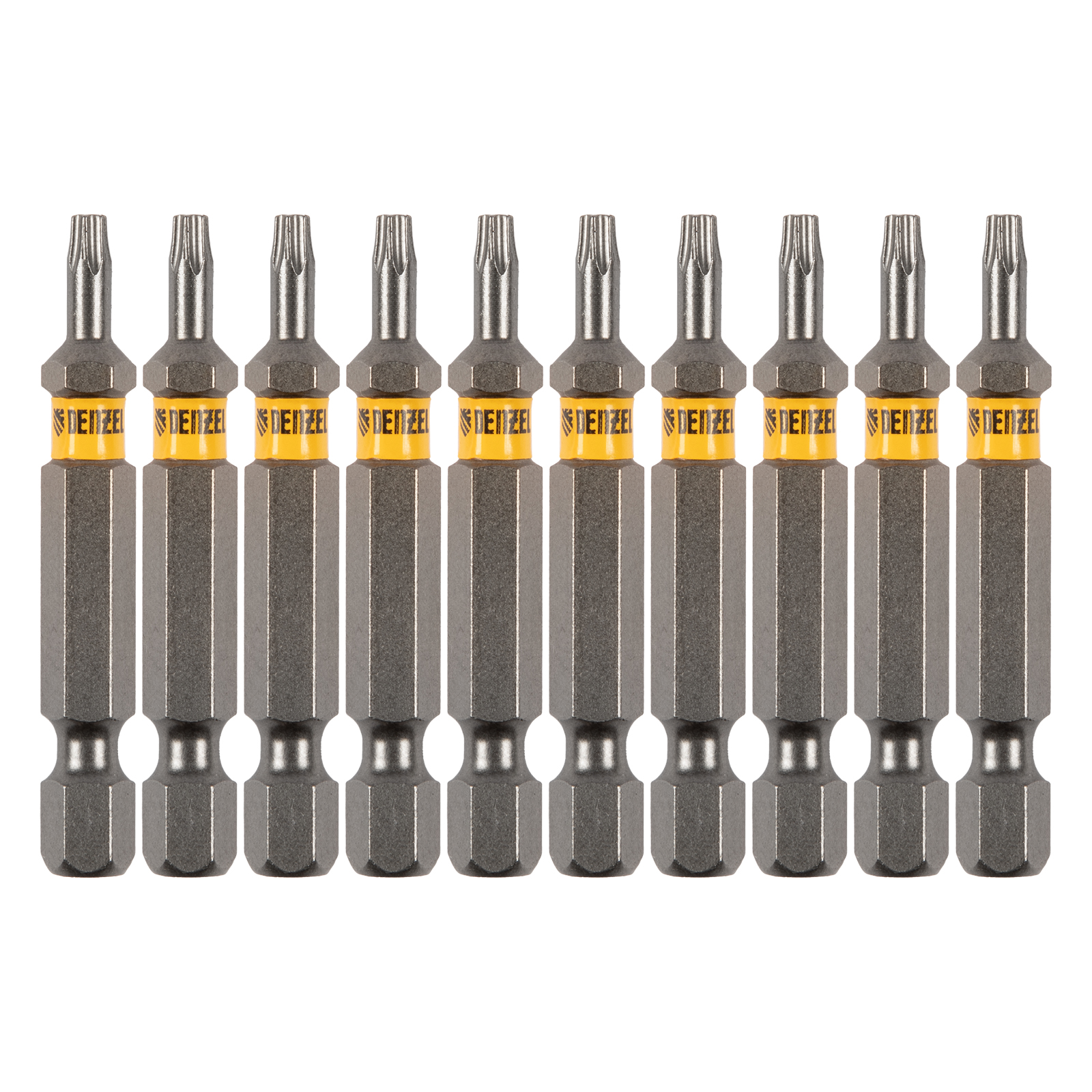 Бита TX 10х50, сталь S2, шестигранный профиль, 10 шт. Е 6,3 Denzel