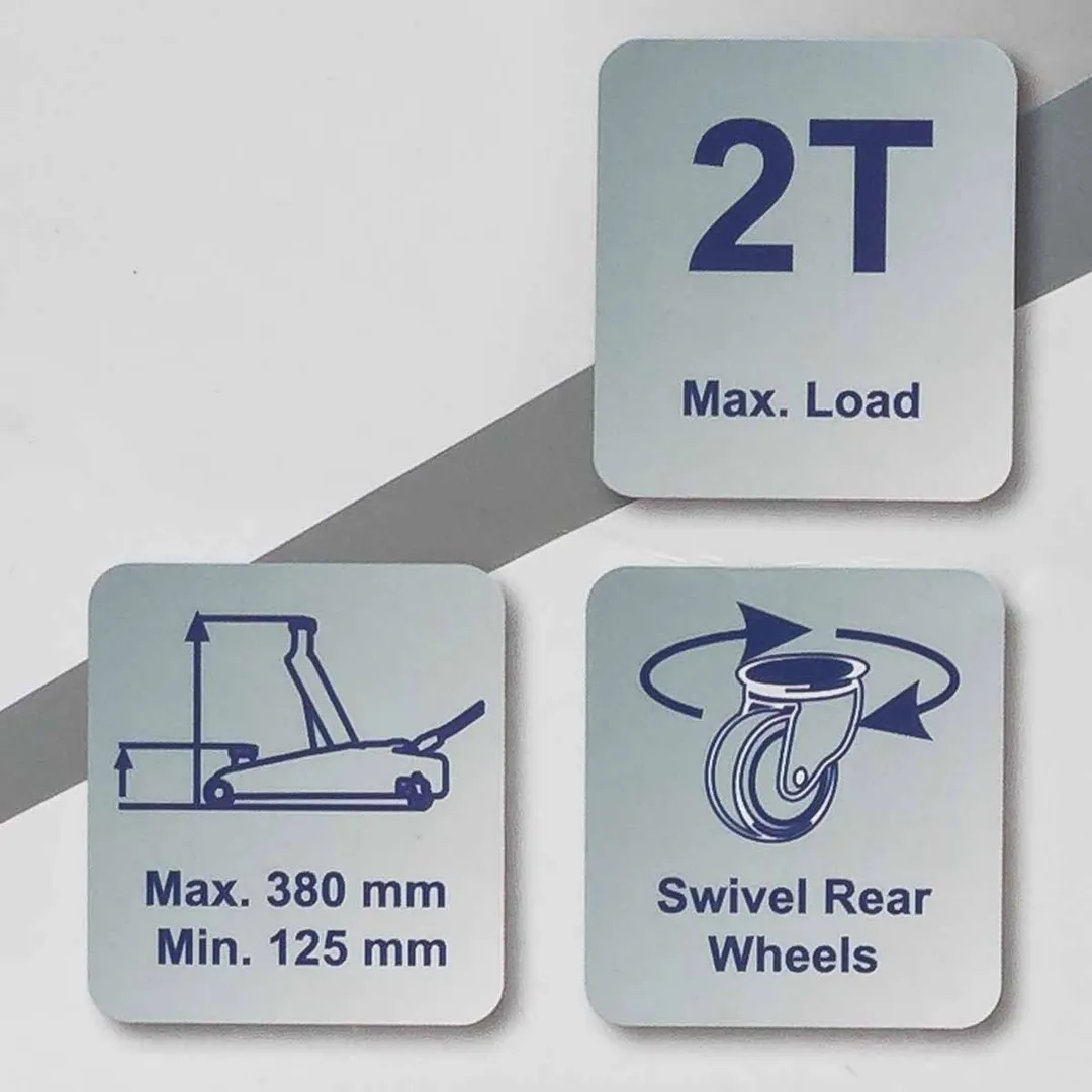 Домкрат подкатной гидравлический 2т (h min 125мм, h max 380мм)