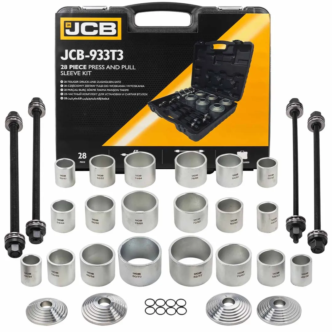 Набор инструментов для снятия и установки втулок, подшипников и сайлентблоков универсальный, 28пр. (М10, М12, М14, М16) в кейсе