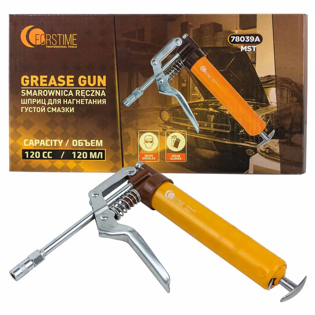 Шприц для нагнетания густой смазки ручной 120мл в комплекте с жестким(L-150мм) наконечником (»под тубу»)