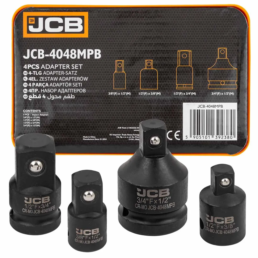 Набор адаптеров ударных 4пр(3/8»(F)x1/2»(M),1/2»(F)x3/8»(M),1/2»(F)x3/4»(M),3/4»(F)x1/2»(M)),в ложементе