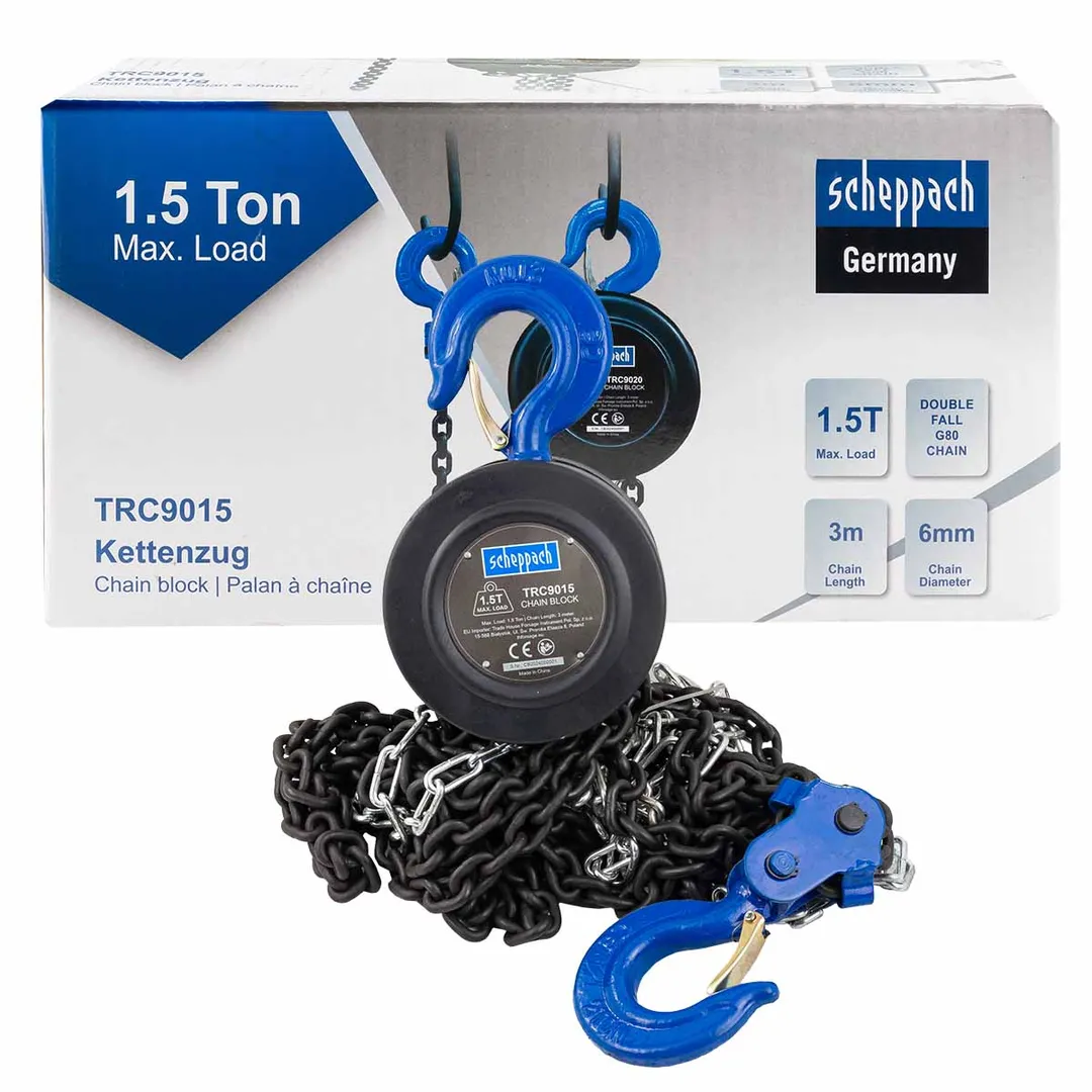 Лебедка механическая подвесная с фиксацией цепи натяжения, 1.5т (длина цепи — 3м)