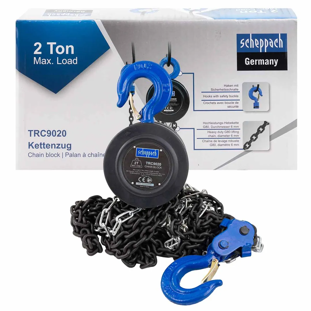 Лебедка механическая подвесная с фиксацией цепи натяжения, 2т (длина цепи — 3м)