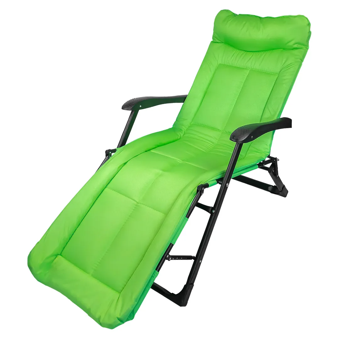 Шезлонг складной с подлокотниками на мягкой основе (светло-зеленый) (1780х670х300мм, макс. нагрузка 200кг)