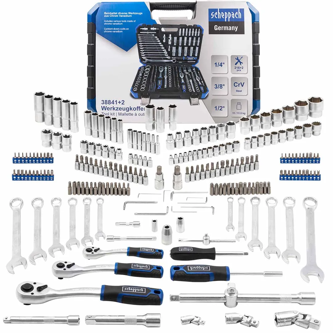 Набор инструментов 216+2пр. 1/4», 3/8», 1/2»(6гр.) (4-32мм)