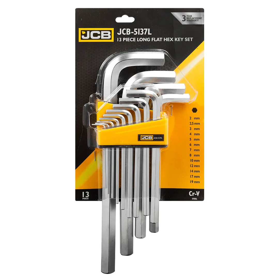 Ключи Г-образные 6-гранные длинные, набор 13пр. (2, 2.5, 3-8, 10, 12, 14, 17, 19мм)