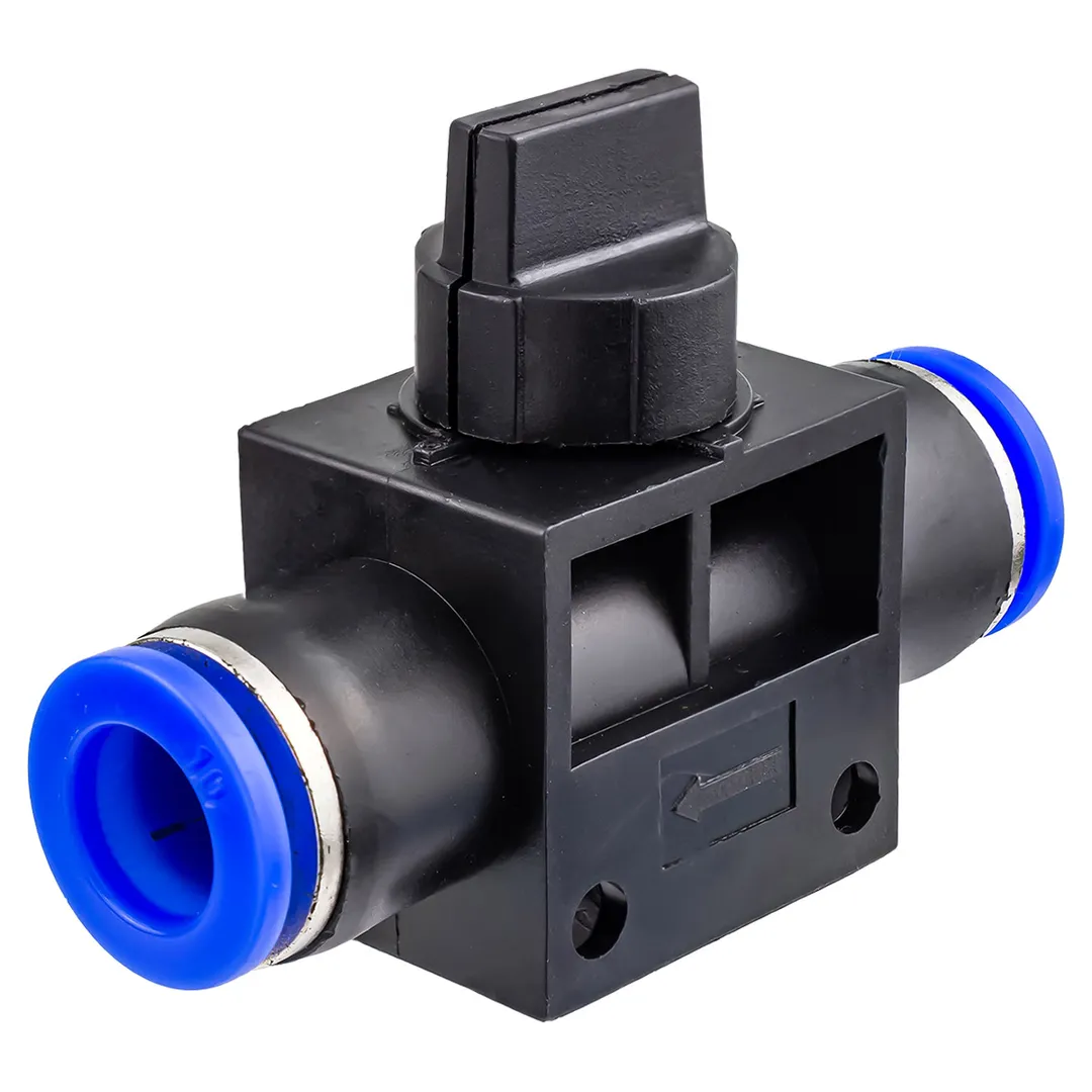 Фитинг для пластиковых трубок с краном 10×10мм