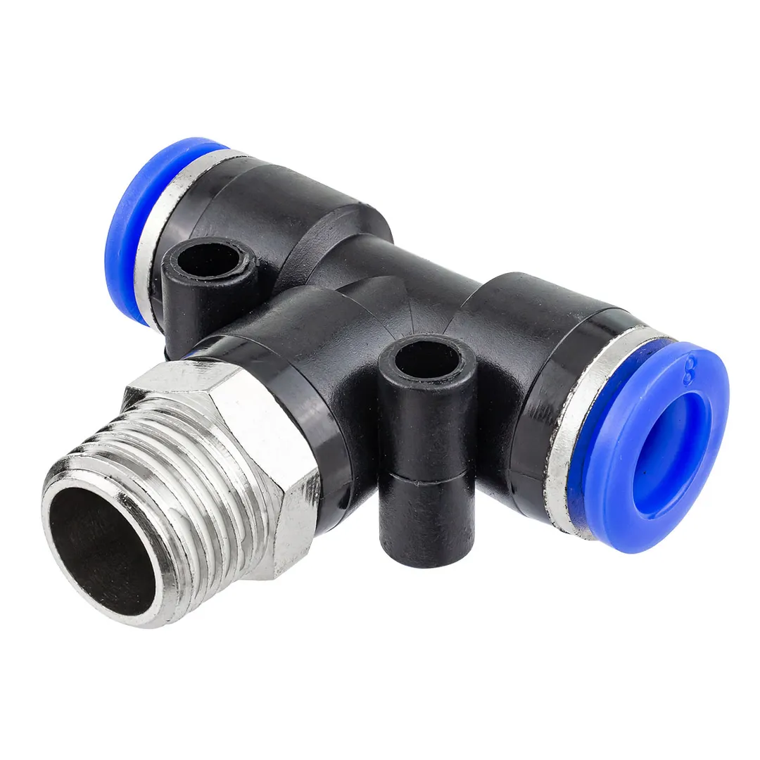 Фитинг Т-образный для пластиковых трубок 8мм с наружной резьбой 1/4»