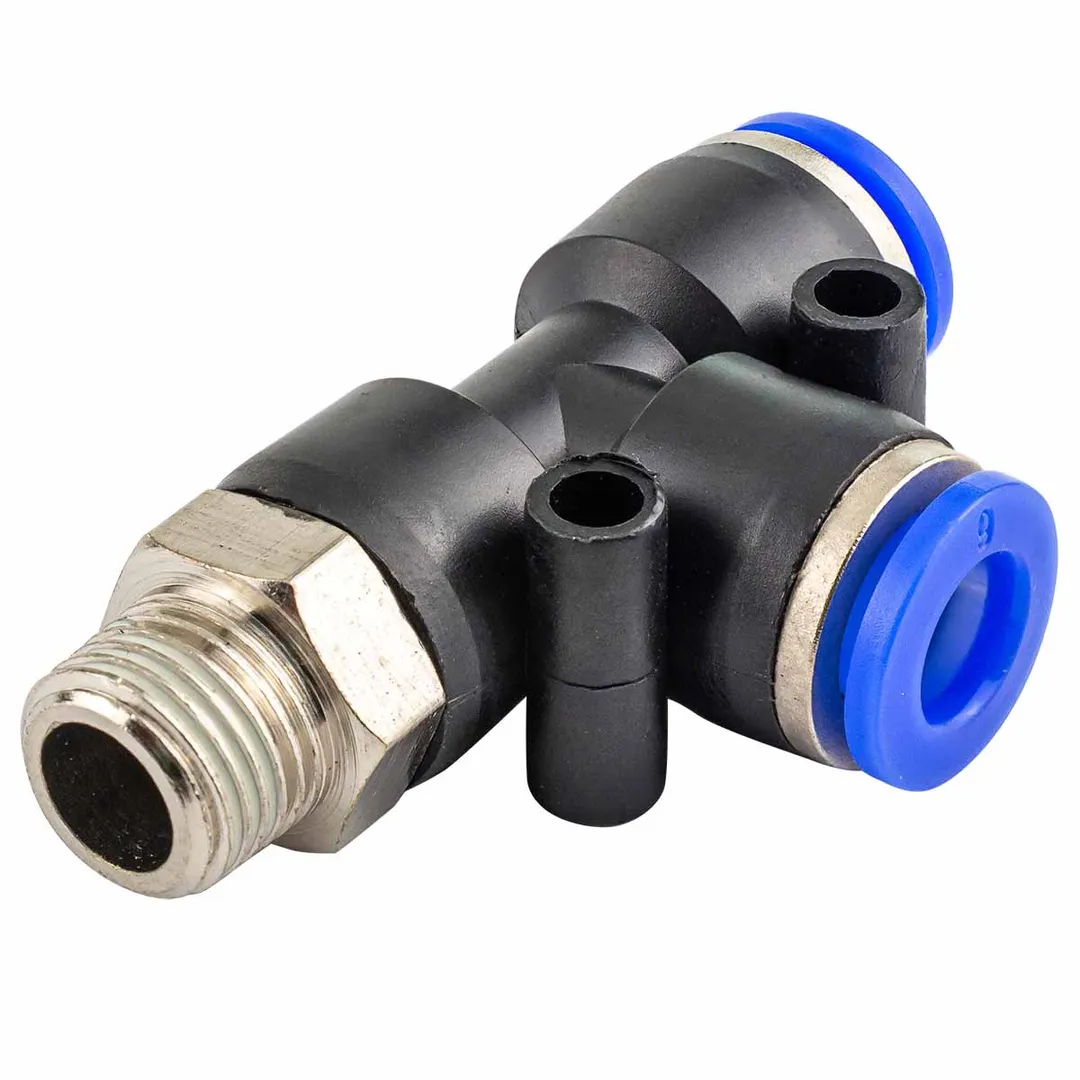 Фитинг Т-образный для пластиковых трубок 6мм с наружной резьбой 1/8»