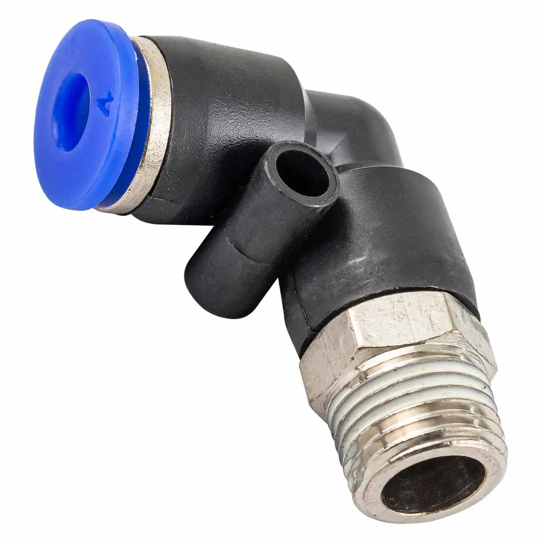 Фитинг угловой для пластиковых трубок 4мм с наружной резьбой 1/8»