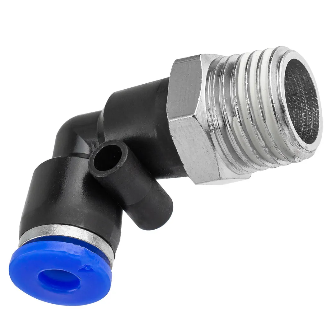 Фитинг угловой для пластиковых трубок 4мм с наружной резьбой 1/4»