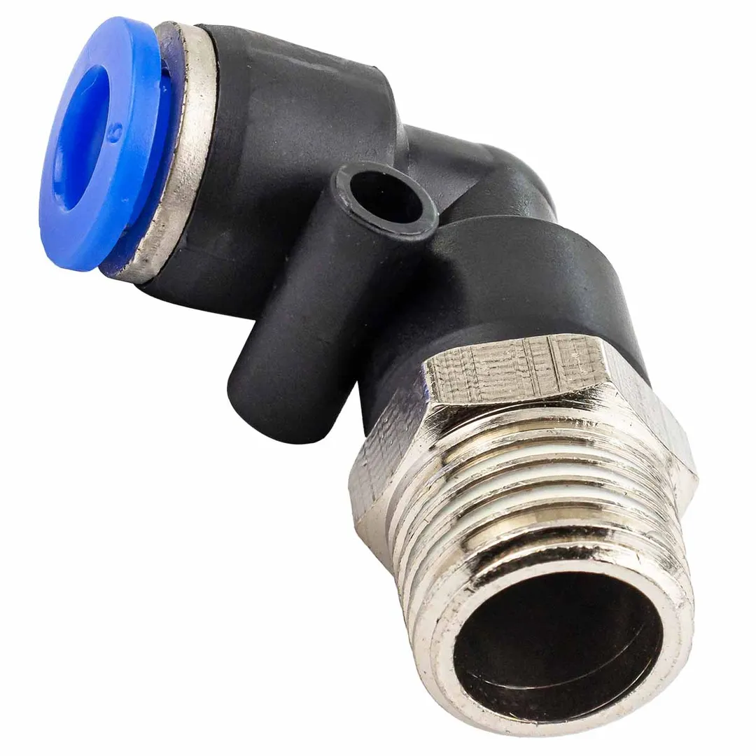 Фитинг угловой для пластиковых трубок 6мм с наружной резьбой 1/4»