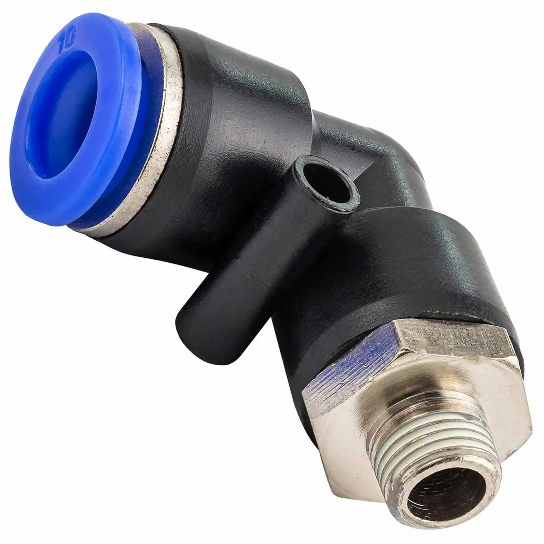 Фитинг угловой для пластиковых трубок 10мм с наружной резьбой 1/8»